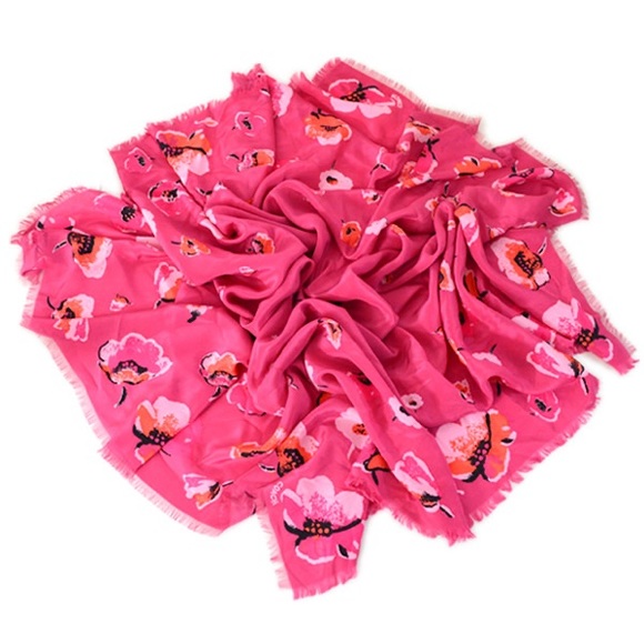 Coach Exploded Wildflower Silk Crepe Scarf (F77812): Dahlia Multi - $135 Retail - Picture 4 of 7